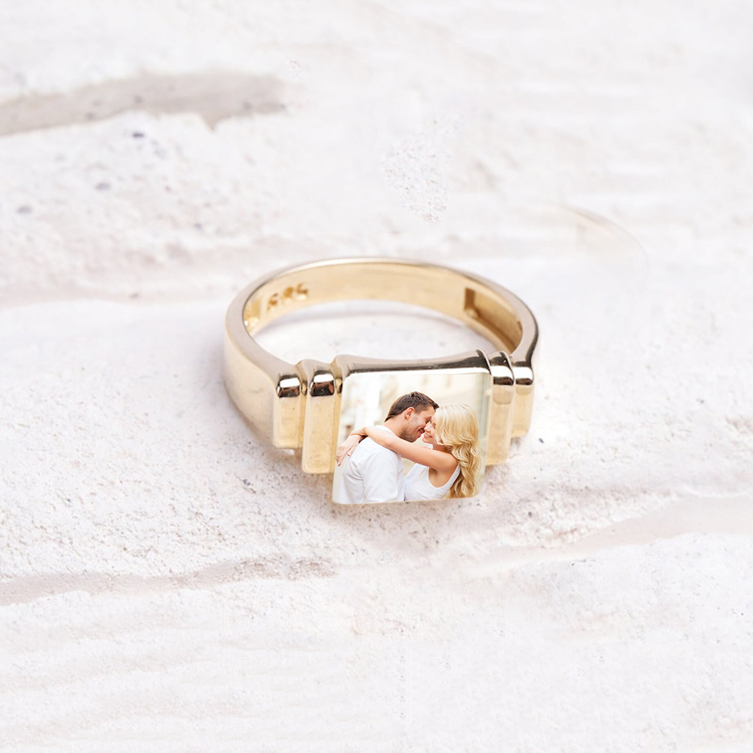 S925 Photo Custom Dainty Square Ring