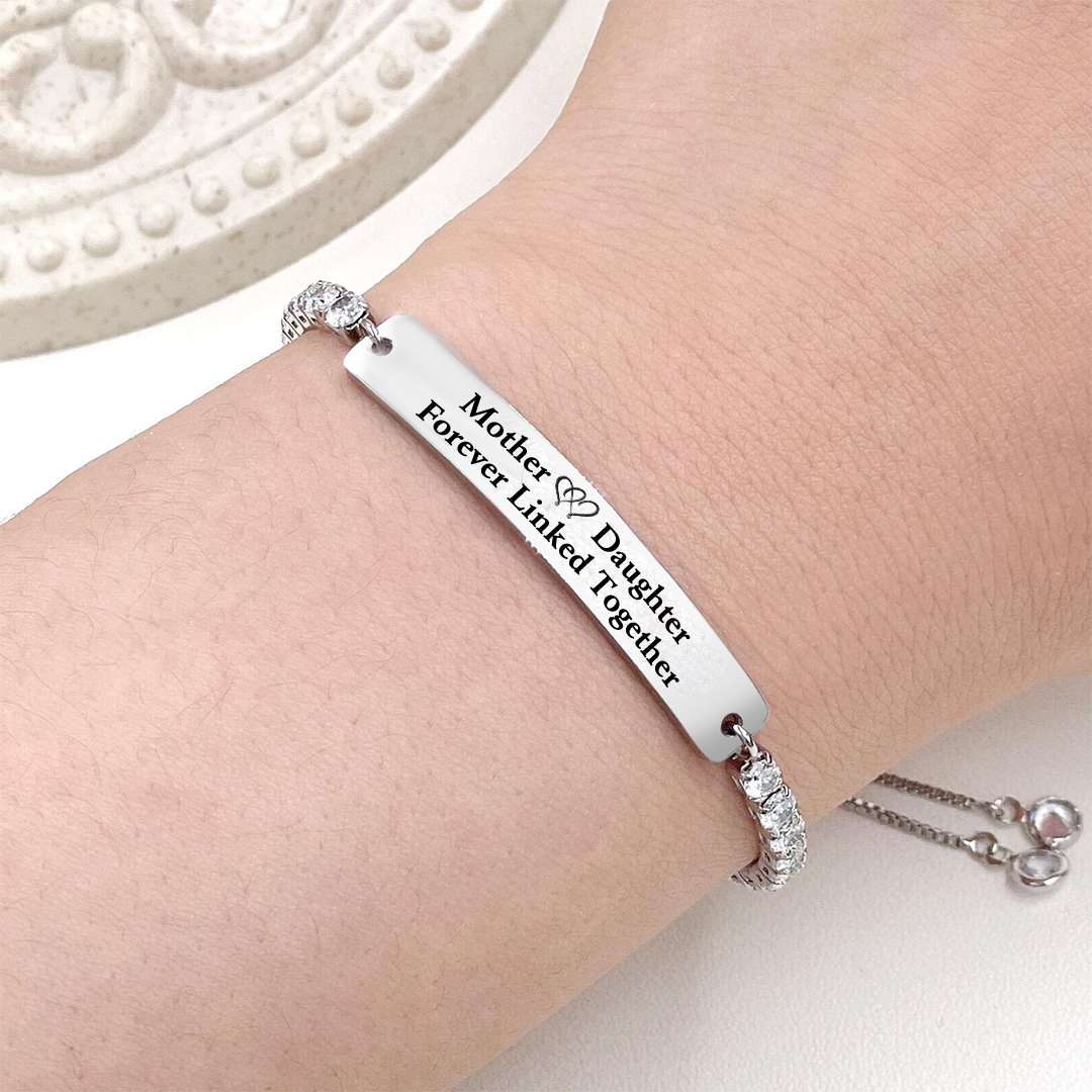Mother and Daughter Forever Linked Together Long Strip Tennis Bracelet