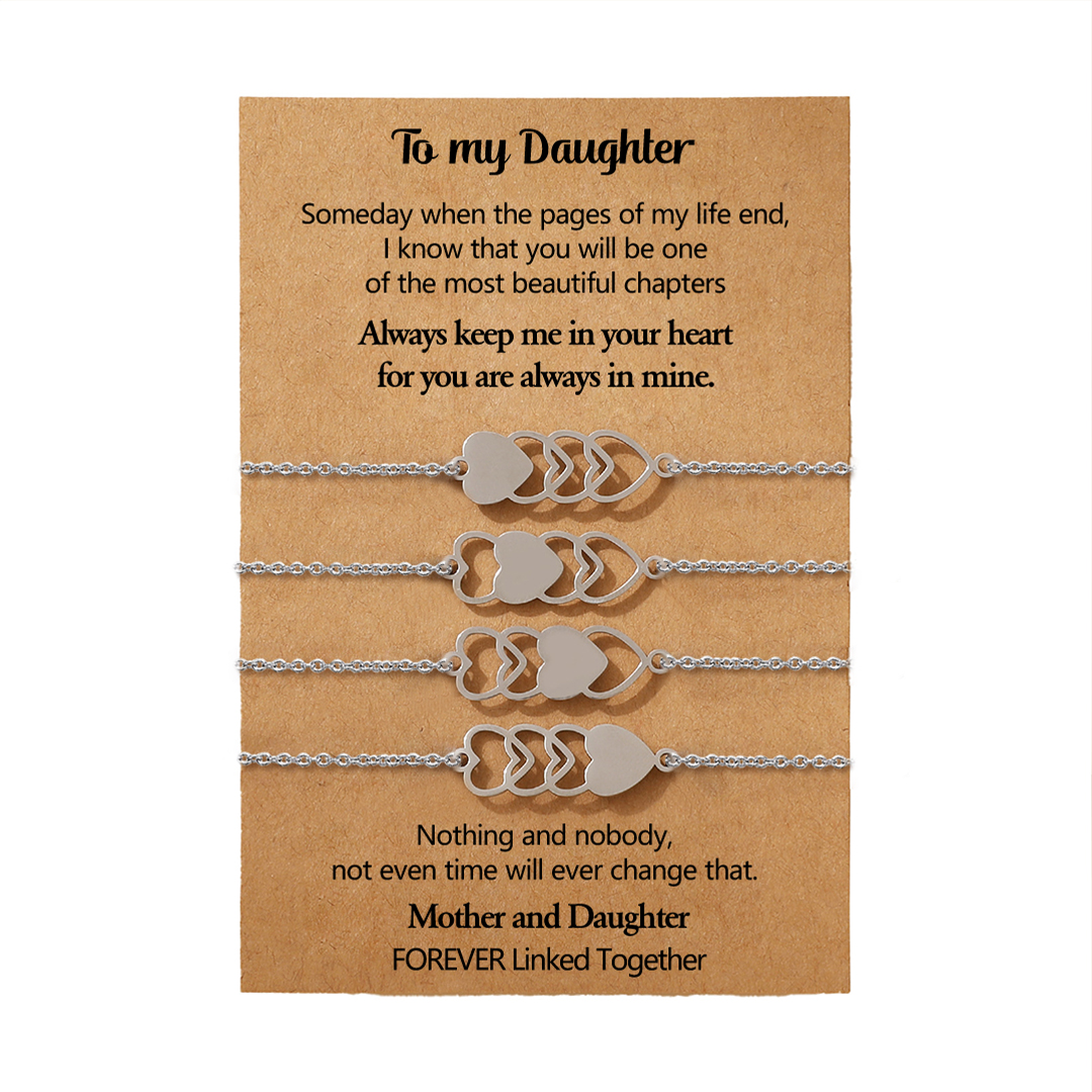 For Mother/Daughter - Lying Down Heart Bracelet Set