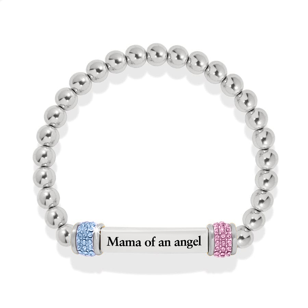Mama of an Angel Pink & Blue Diamond Bead Bracelet