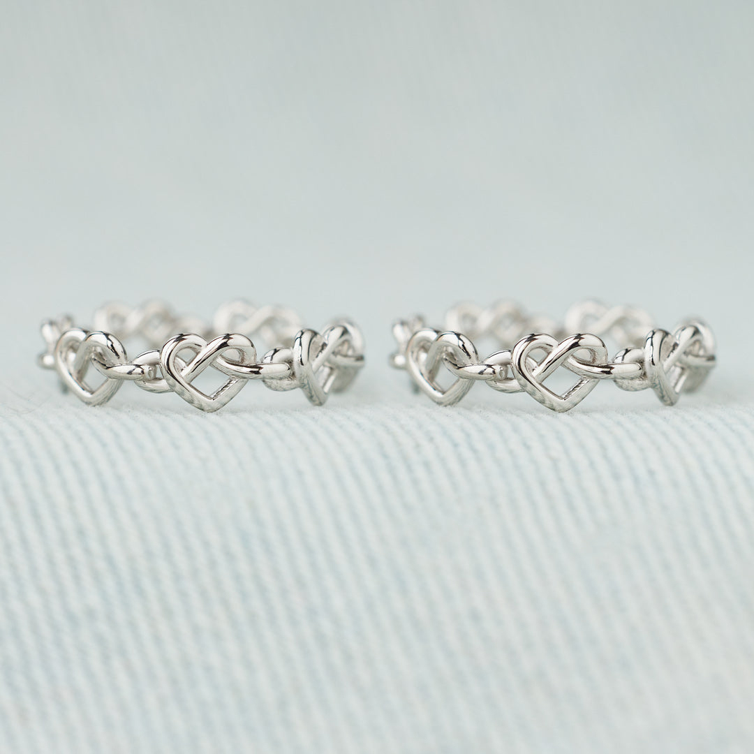 Mother & Daughter Always Connected Infinity Heart Knot Ring