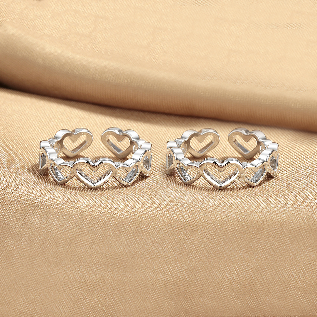 Mother & Daughter Big and Small Heart Interlocking Open Ring