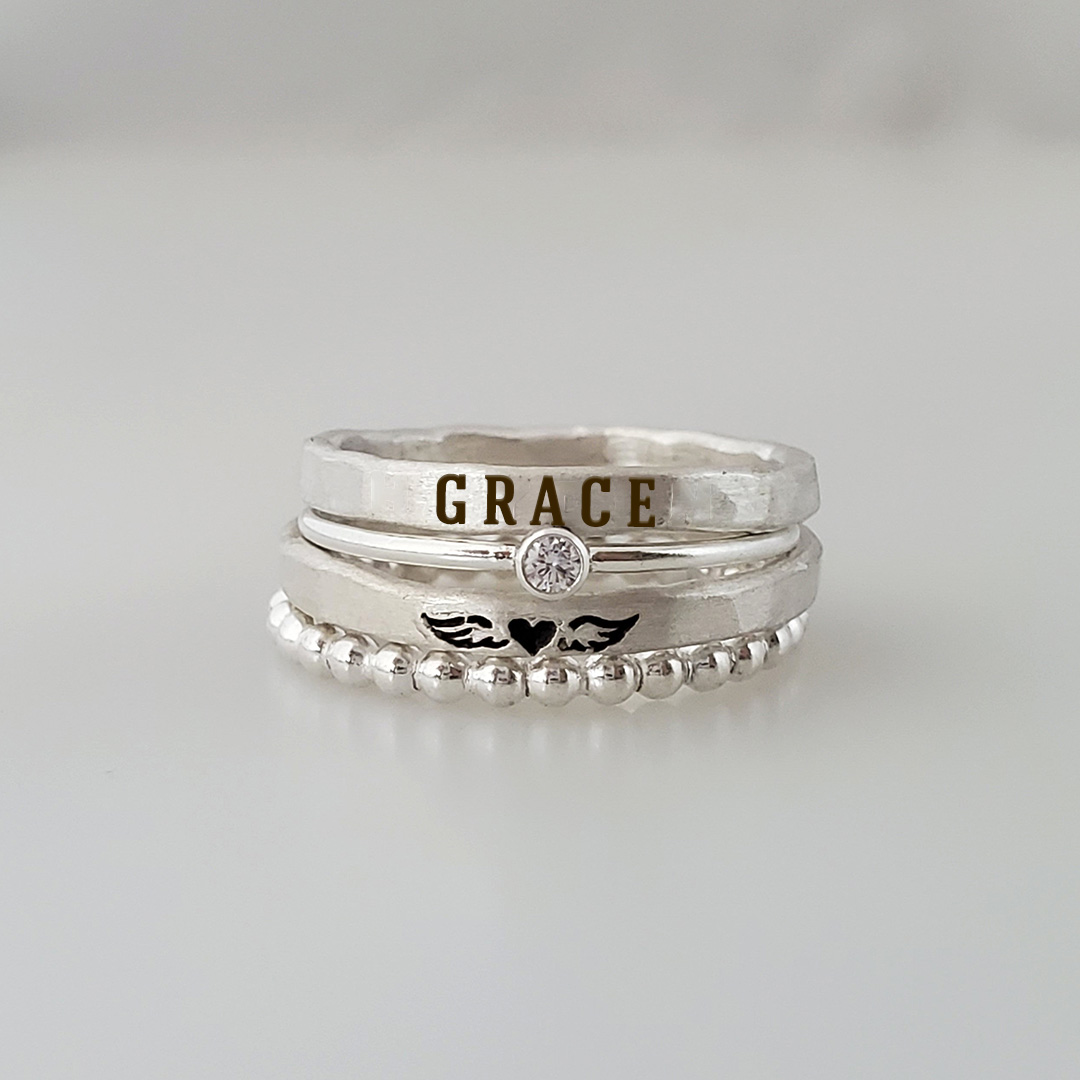 For Memorial-Meet Again Stacked Ring - 4 Rings Set