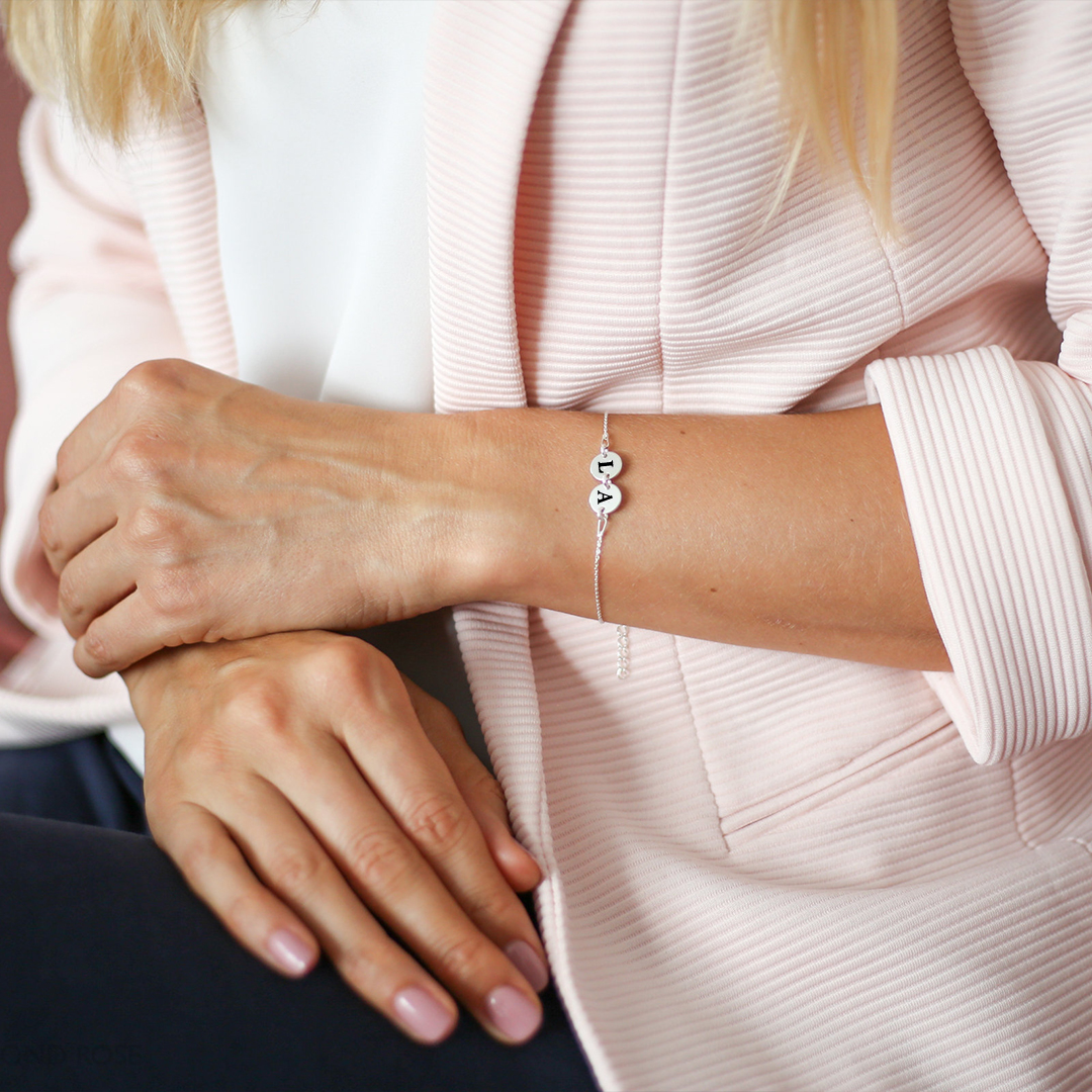 Mother And Daughter Forever Linked Together Custom Initials Bracelet