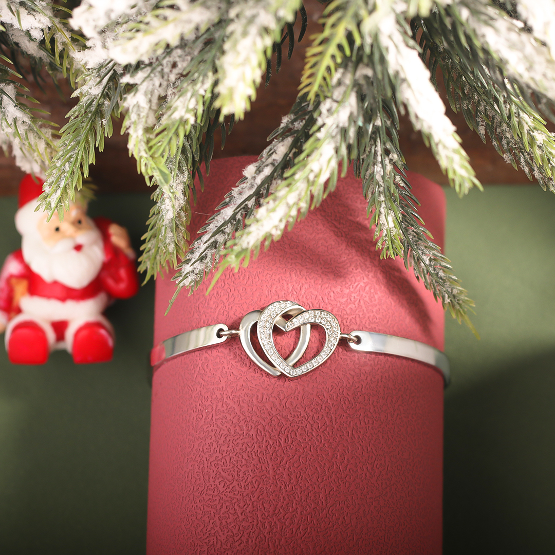 Mother & Daughter Forever Linked Together Double Heart Bracelet