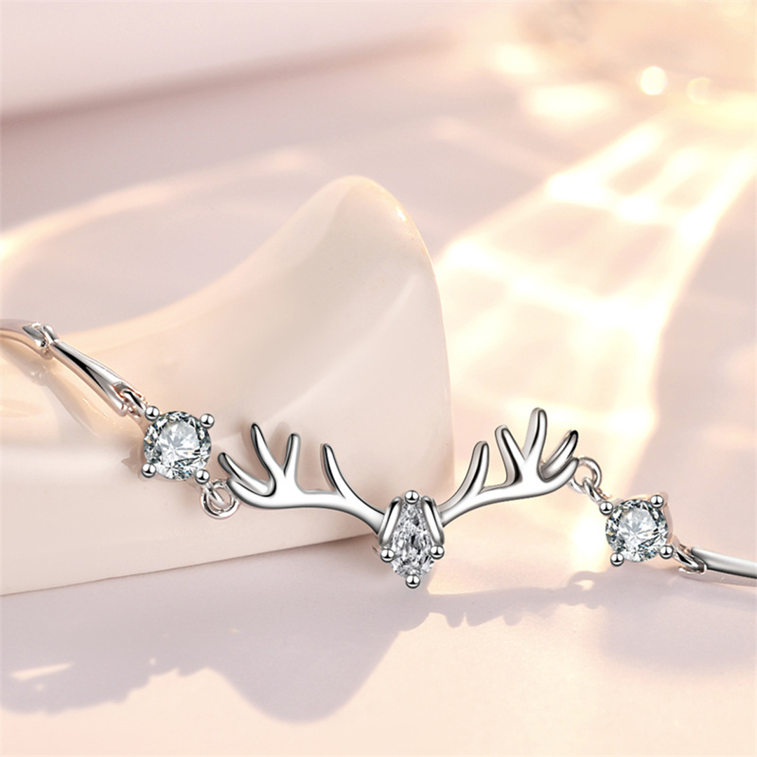 For Love -  My Hunt Was Over The Day I Met You Deer Antler Diamond Bracelet