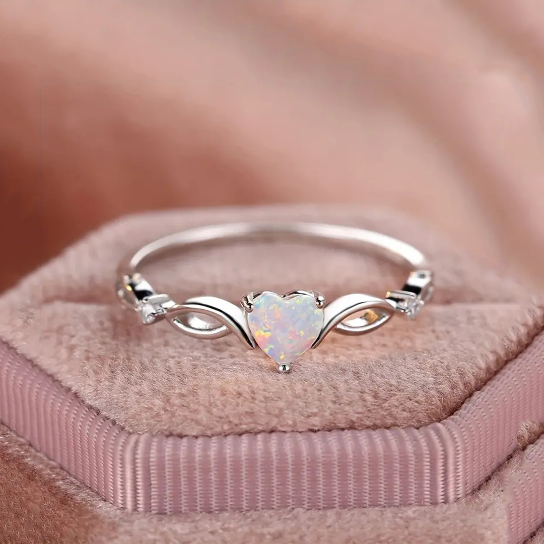 Heart Crossover Opal Ring