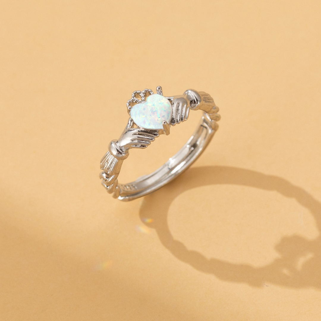 S925 Claddagh Opal Ring Ring