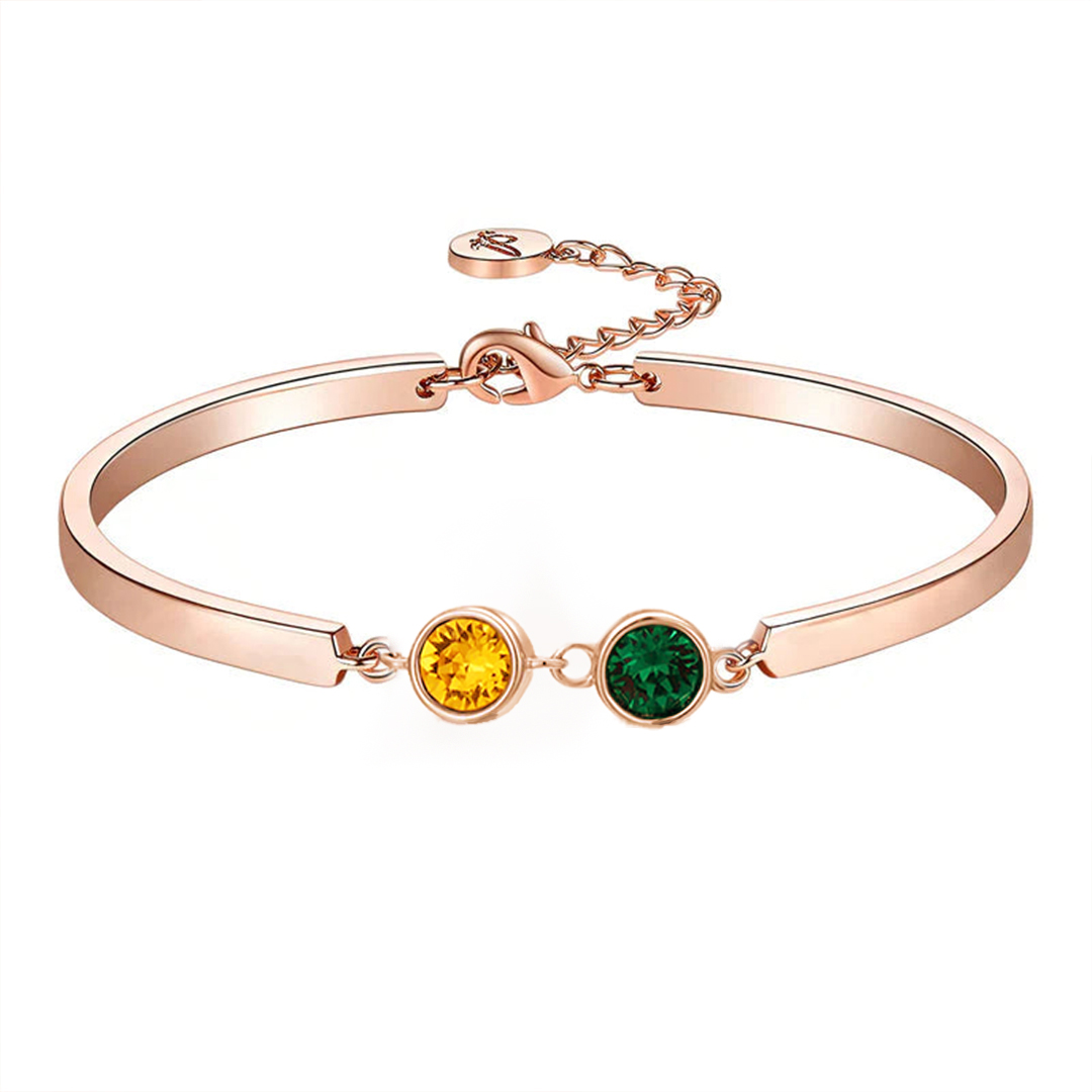 Mother And Daughter Forever Linked Together Two Custom Birthstones Bracelet