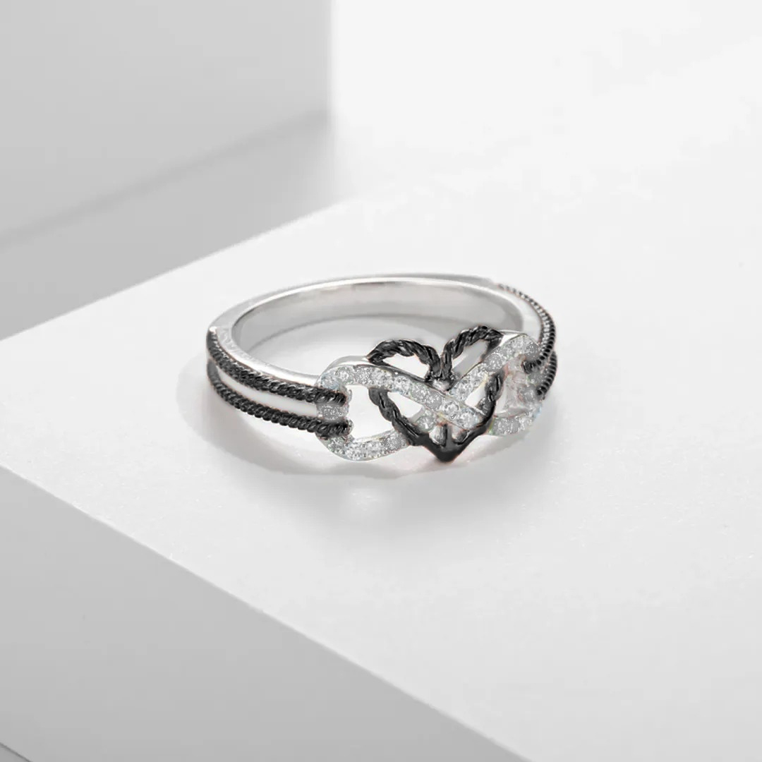 Self Love Infinity Heart Within Heart Black Ring