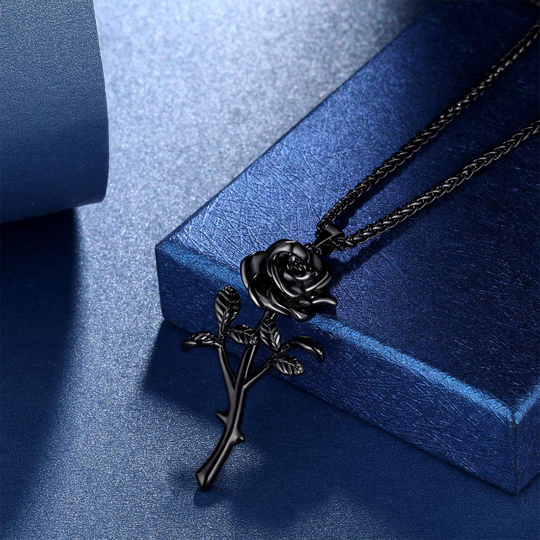 Black rose stands for survival Necklace