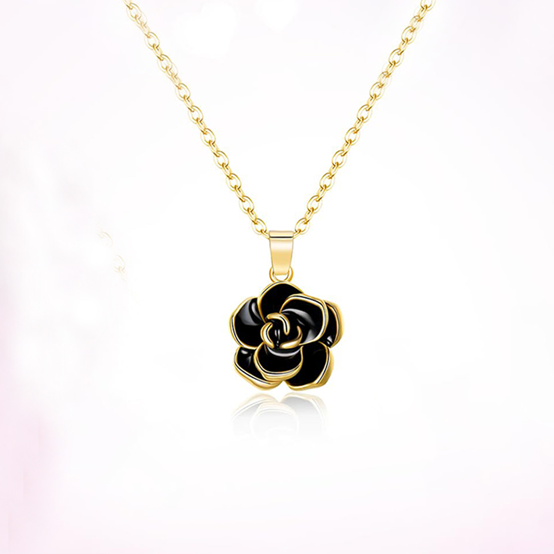 Strong As Fuck Black Rose Elegant Necklace