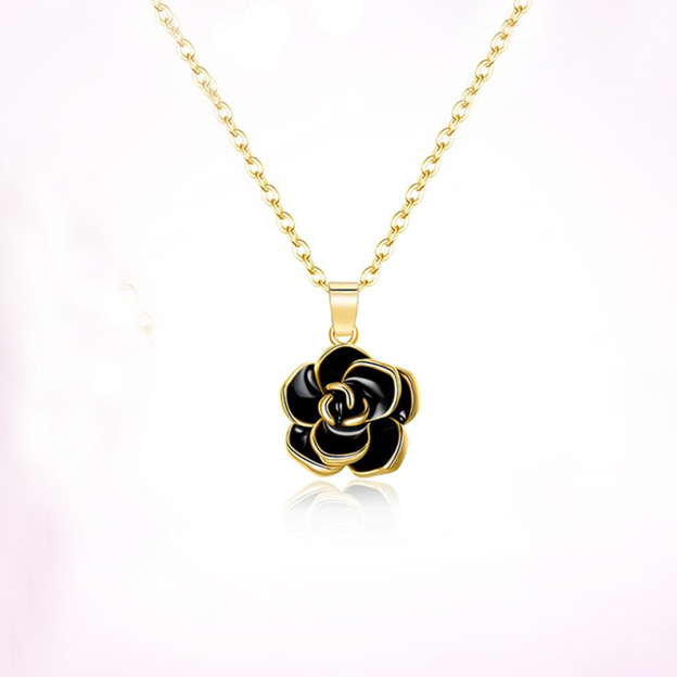 Strong As Fuck Black Rose Elegant Necklace