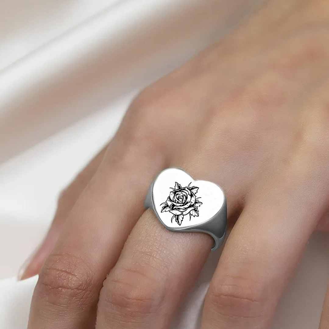 Black rose stands for survival Love Ring