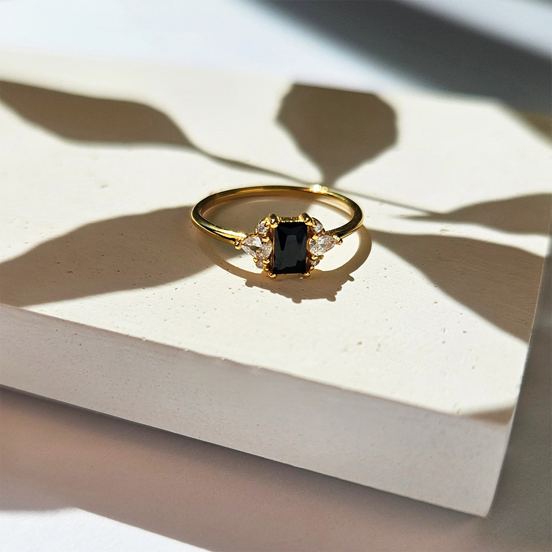 For Self - Love me until I am me again Black Square Diamond Ring