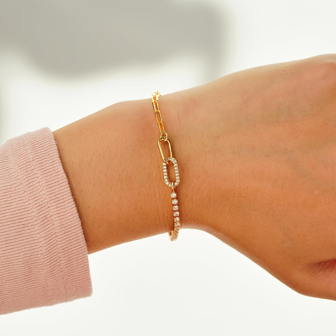 For Mother and Daughter-Half Diamond Chain Circle Bracelet