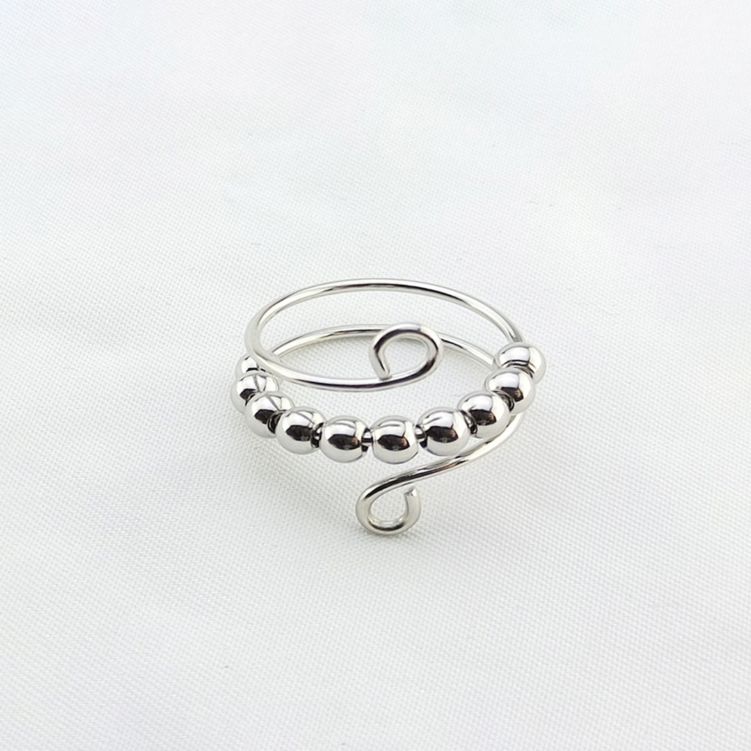 S925 Just Breathe Circle Beads Fidget Ring