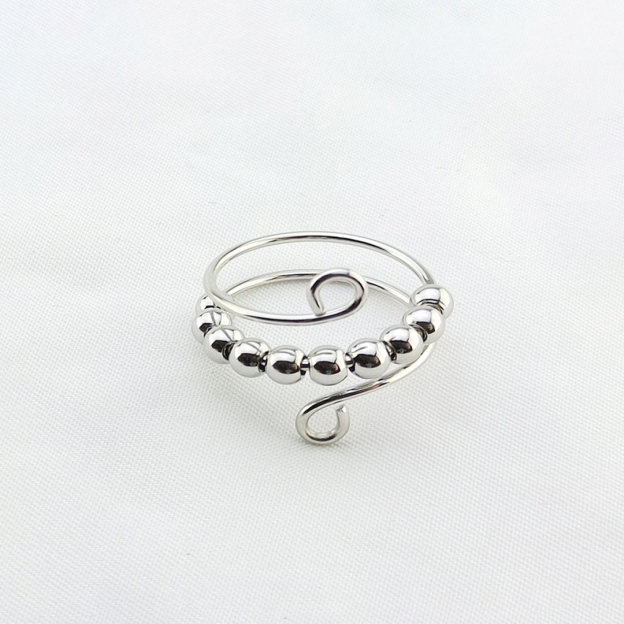S925 Just Breathe Circle Beads Fidget Ring
