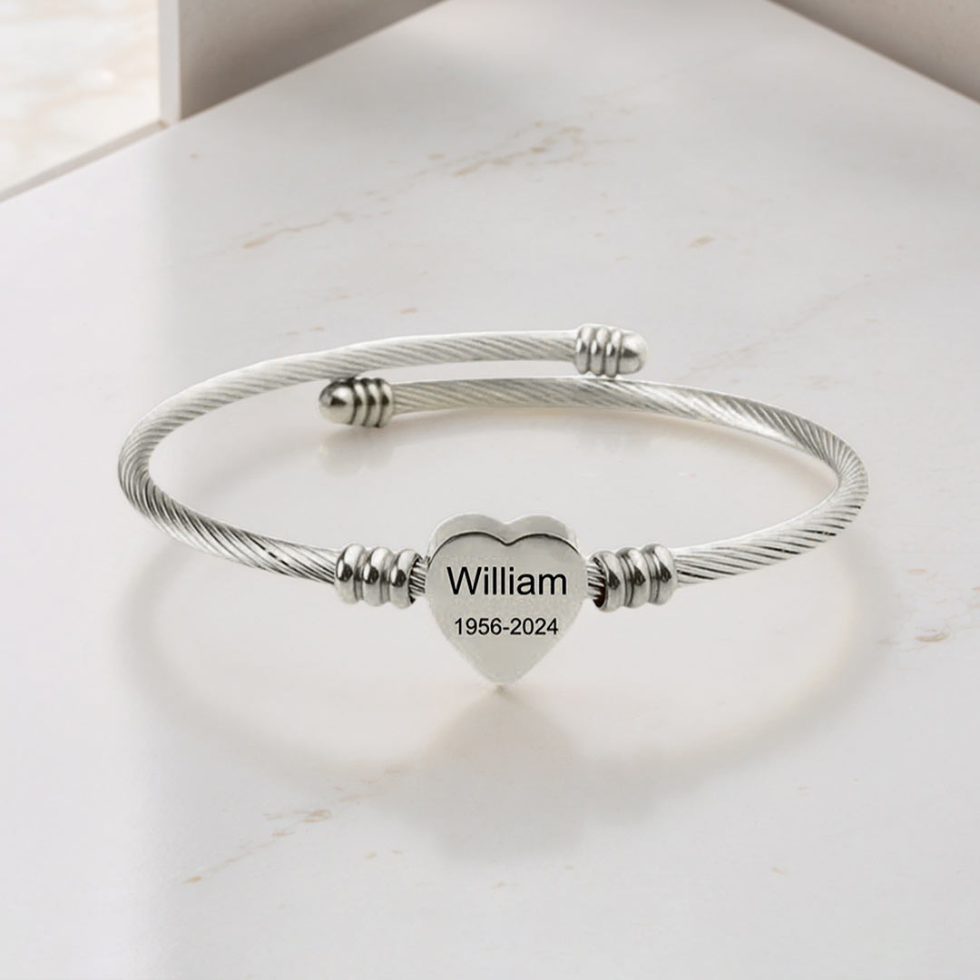 Name and year customized love open bracelet 