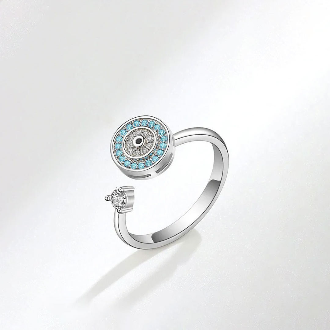 S925 I Will Love & Protect You from Anything You Fear Evil Eye Fidget Ring