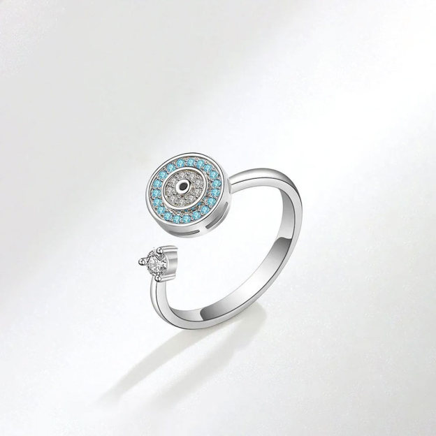 S925 I Will Love & Protect You from Anything You Fear Evil Eye Fidget Ring