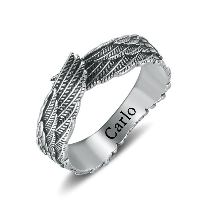 For Memorial - I Am Not A Widow Name Custom Wings Ring