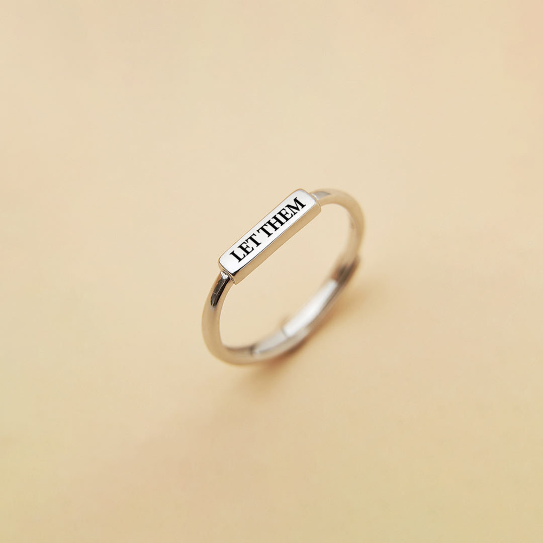 Let Them Silver Bar Open Ring
