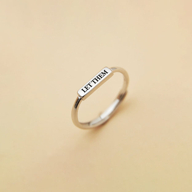 Let Them Silver Bar Open Ring