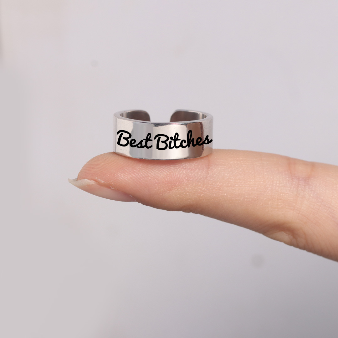 For Friend - S925 Best Bitches Wide Band Ring