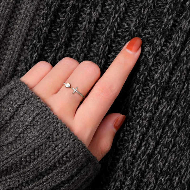 For Daughter - Heart Cross Pray Ring