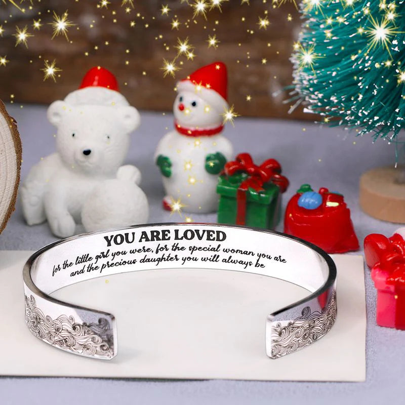 You Are Loved For The Precious Daughter You Will Always Be Wave Cuff Bracelet-37bracelet