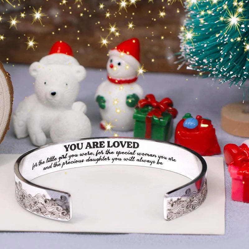 You Are Loved For The Precious Daughter You Will Always Be Wave Cuff Bracelet-37bracelet