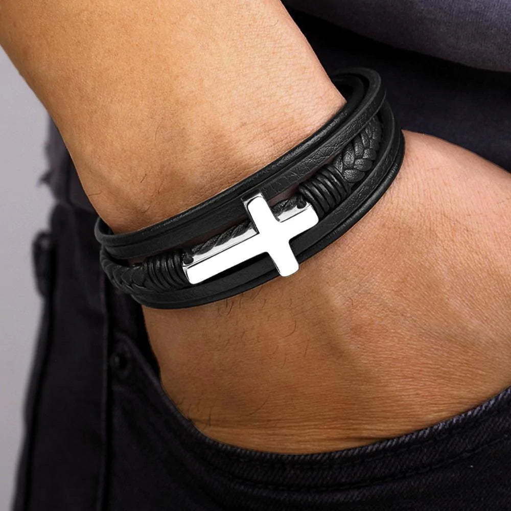 For Son - I Wish Upon This pendent, That Luck, Love And Happiness Would Always Be With You Cross Bracelet