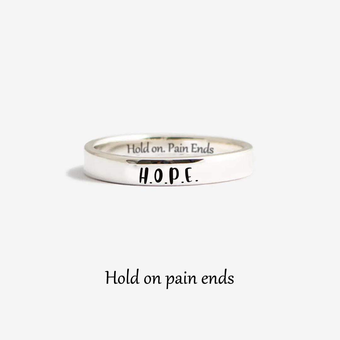 S925 Hold On Pain Ends Circle Ring