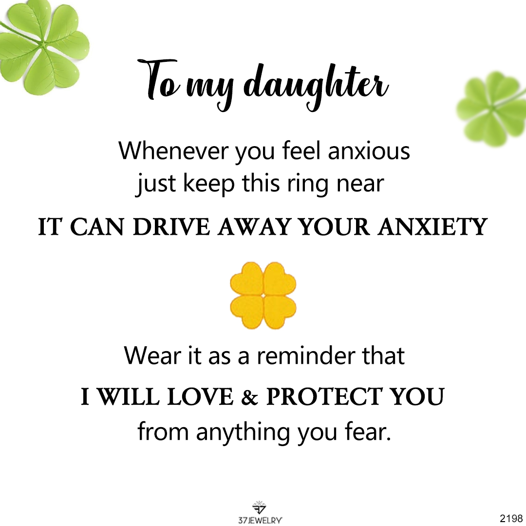 For Daughter - Golden Four Leaf Clover Rotating Stress Relief Ring