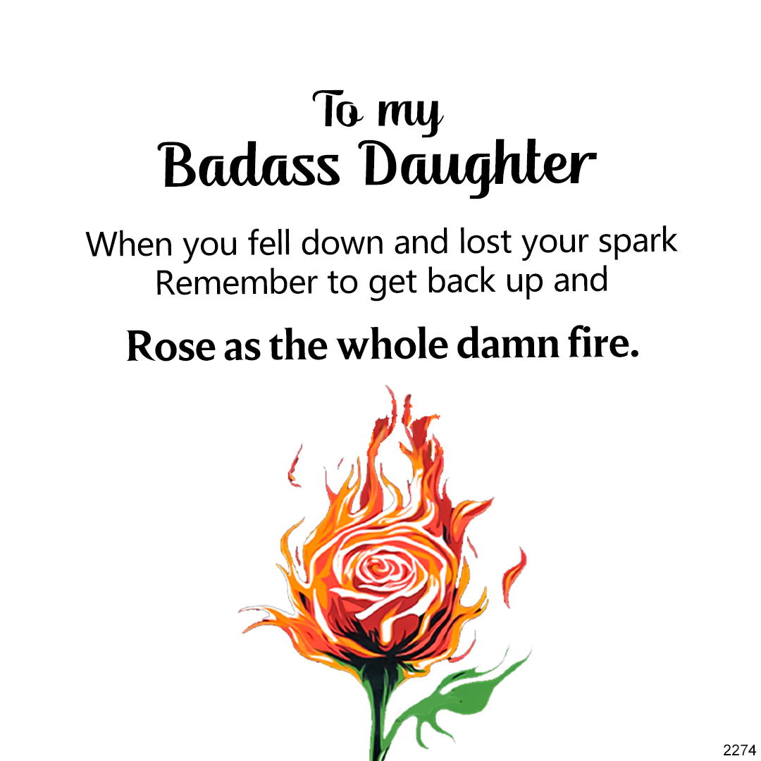 For Daughter-Burned and Survived Engraved Black Rose Ring