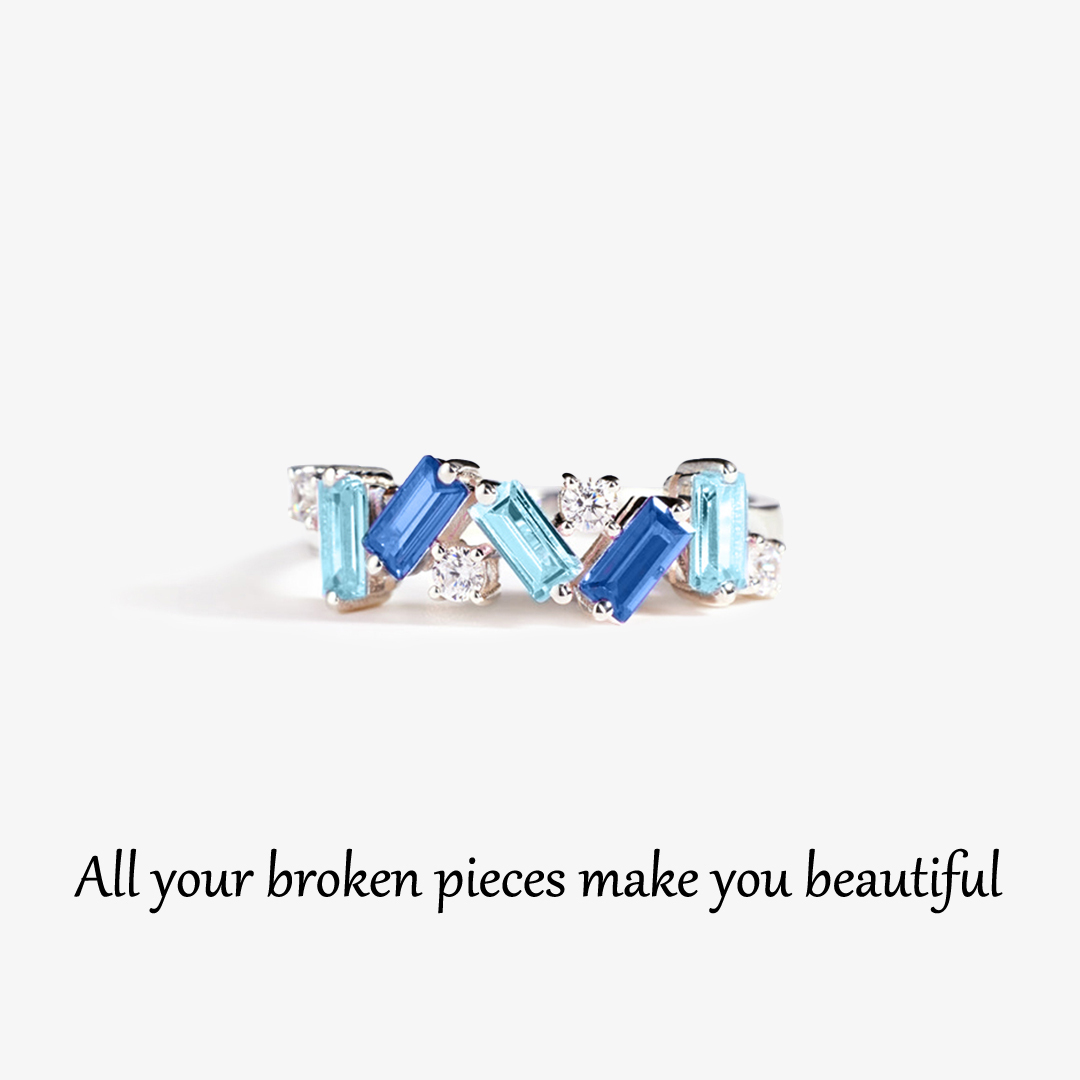 Broken Pieces Blue Sparkle Diamond Ring