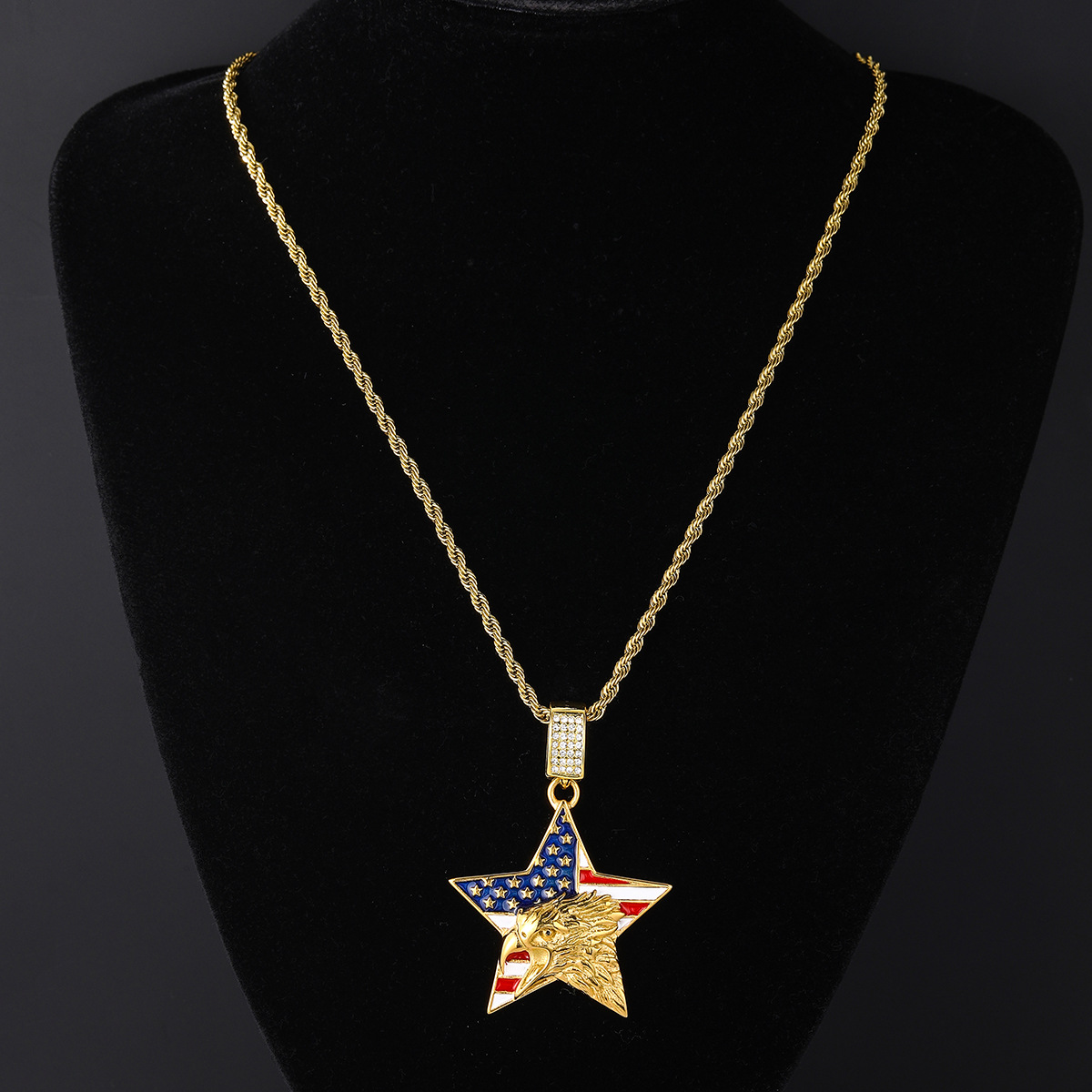 American Eagle US Flag Necklace