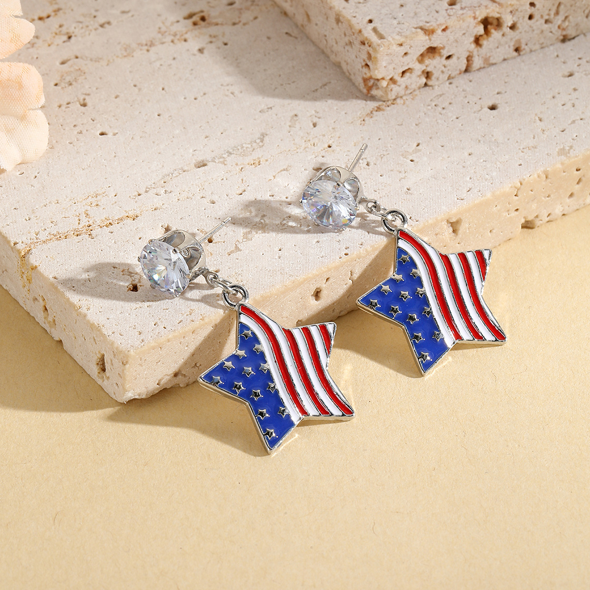 US Flag Star Earrings