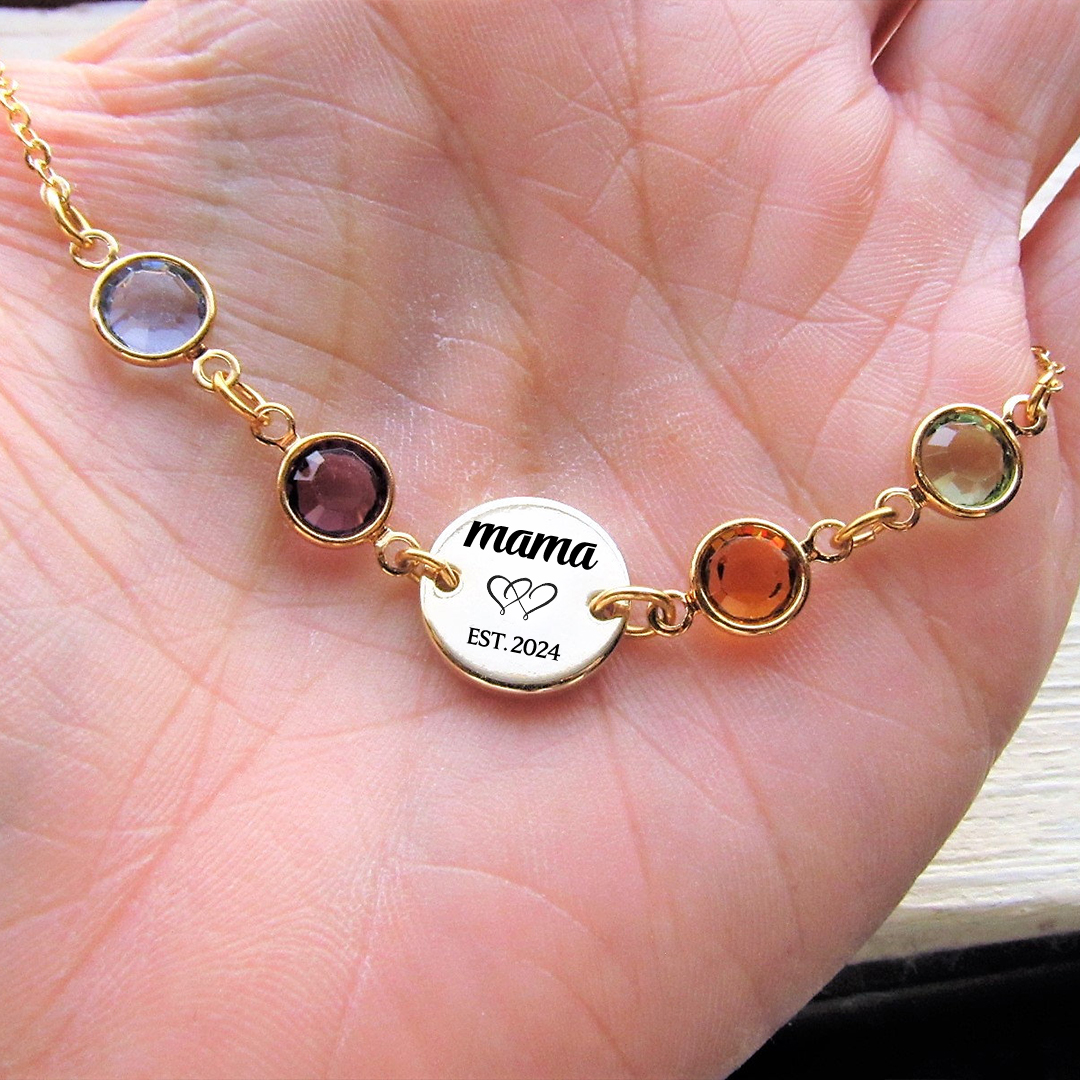 For Mama/Nana -  Year & birthstone Custom Necklace