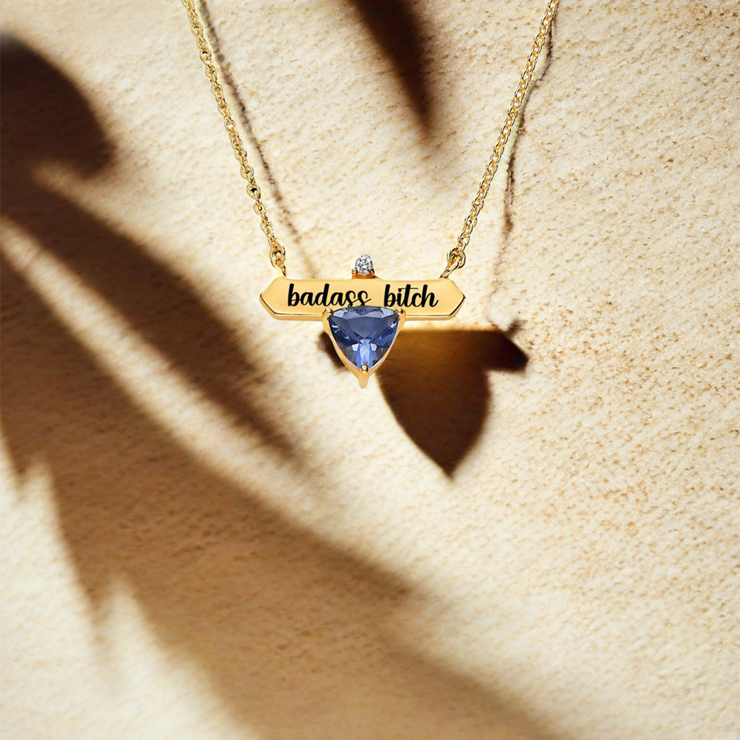 Badass Bitch Custom Birthstone Necklace