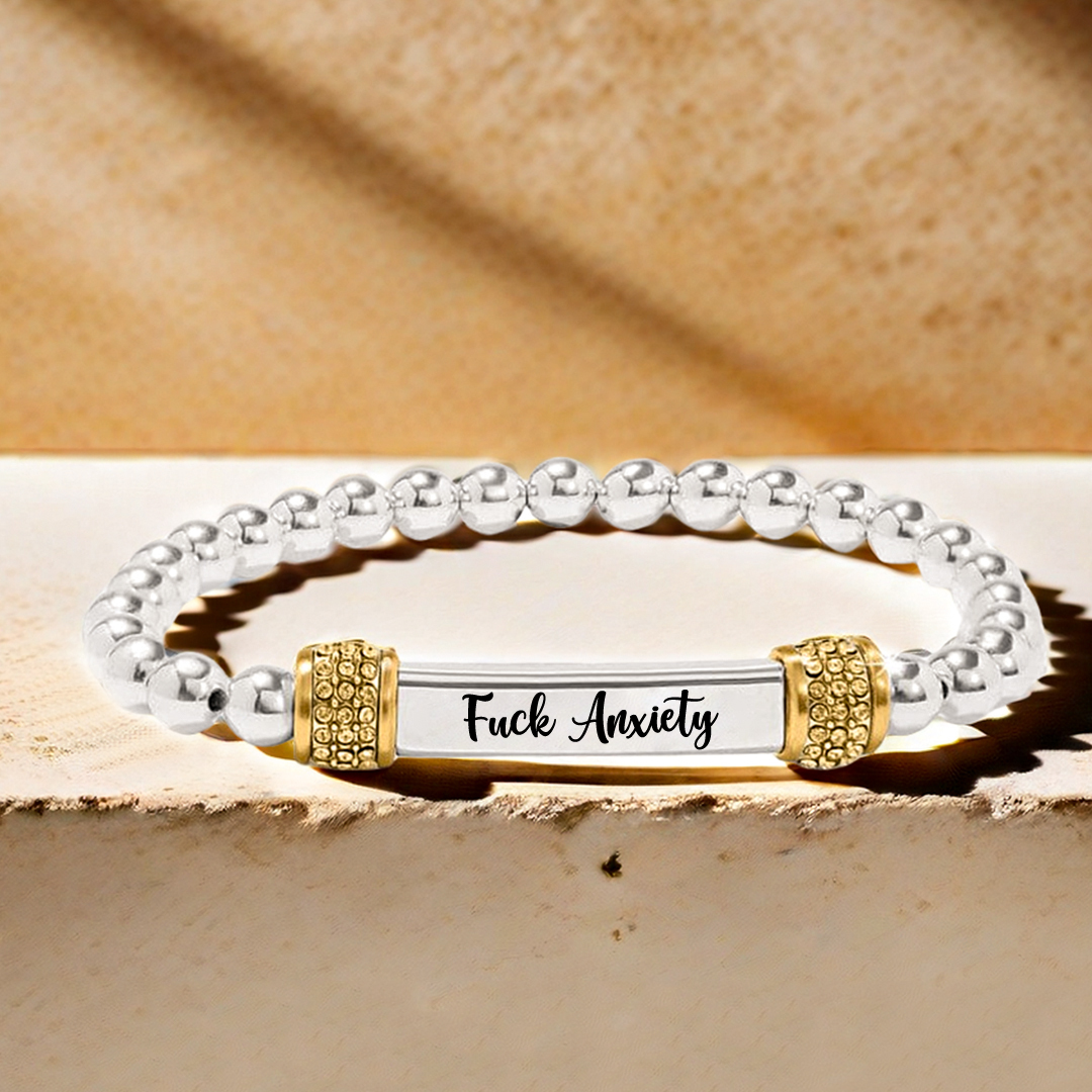 Fuck Anxiety Dainty Diamond Beaded Stretch Bracelet