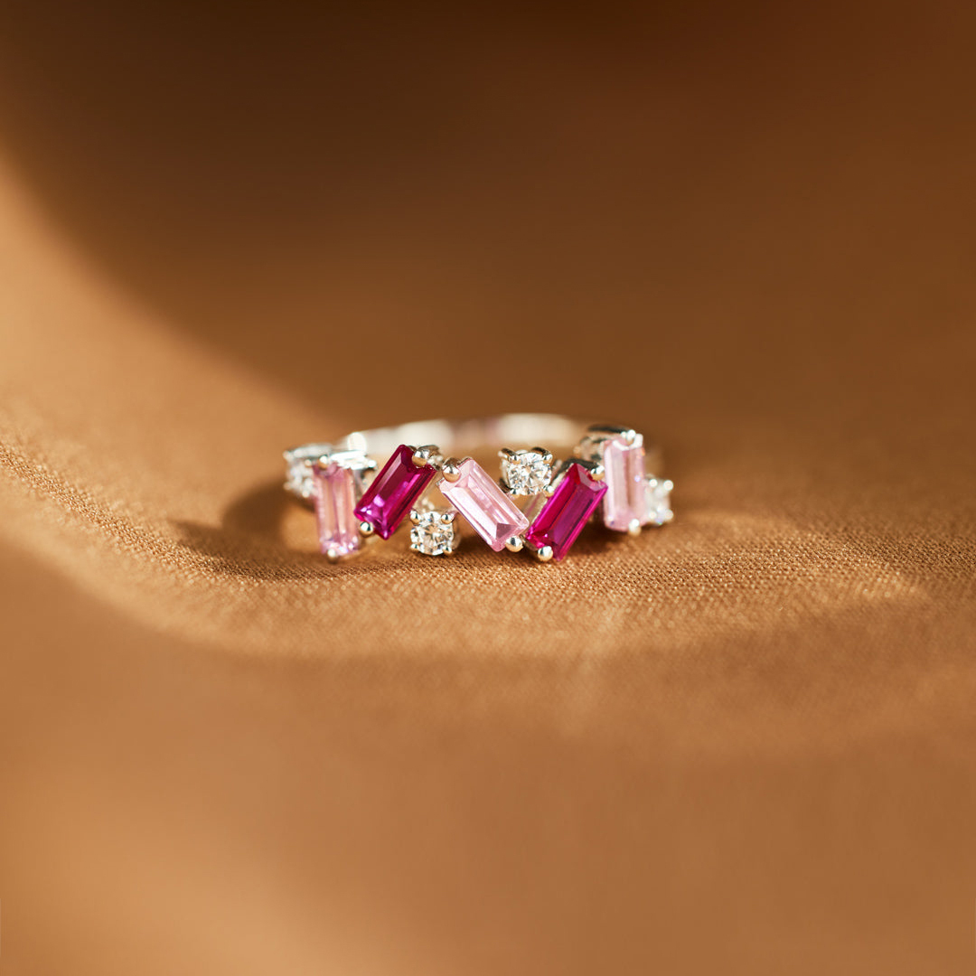 Fuck Perfection Engraved Pink Diamond Ring