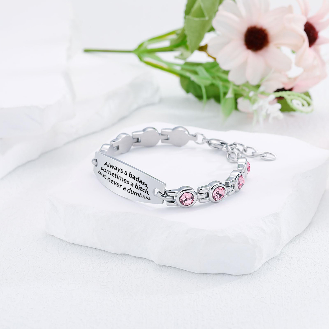 Badass Bitch Circle Diamond Chain Bracelet