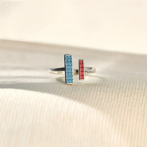 For Mother/Daughter -Thick and Thin Customized Birthstones Ring