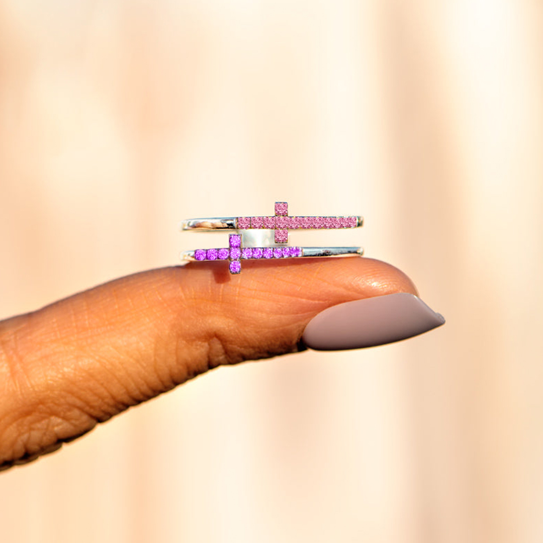 To My Daughter Pray Through It Double Cross Birthstone Custom Ring