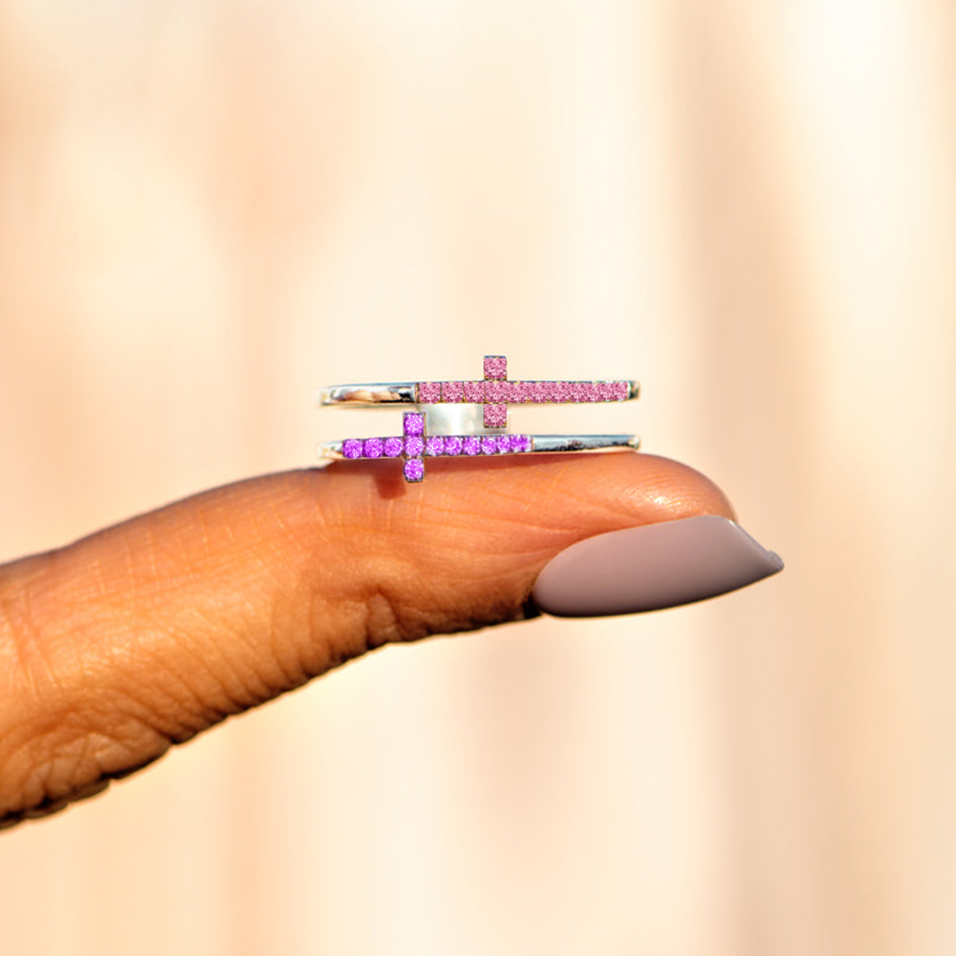 To My Daughter Pray Through It Double Cross Birthstone Custom Ring
