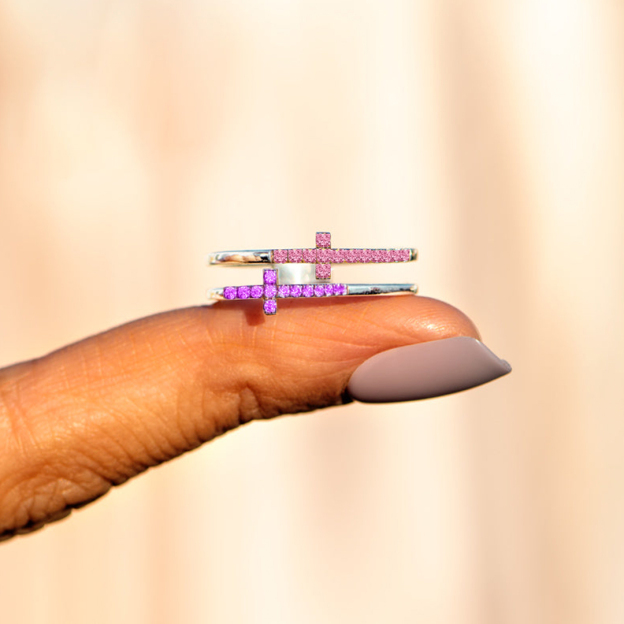 To My Daughter Pray Through It Double Cross Birthstone Custom Ring