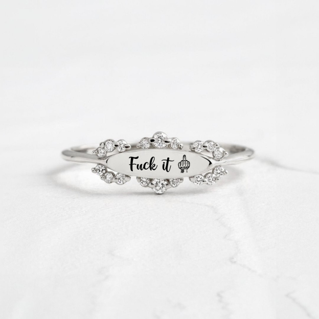 Fuck It Diamond Oval Ring