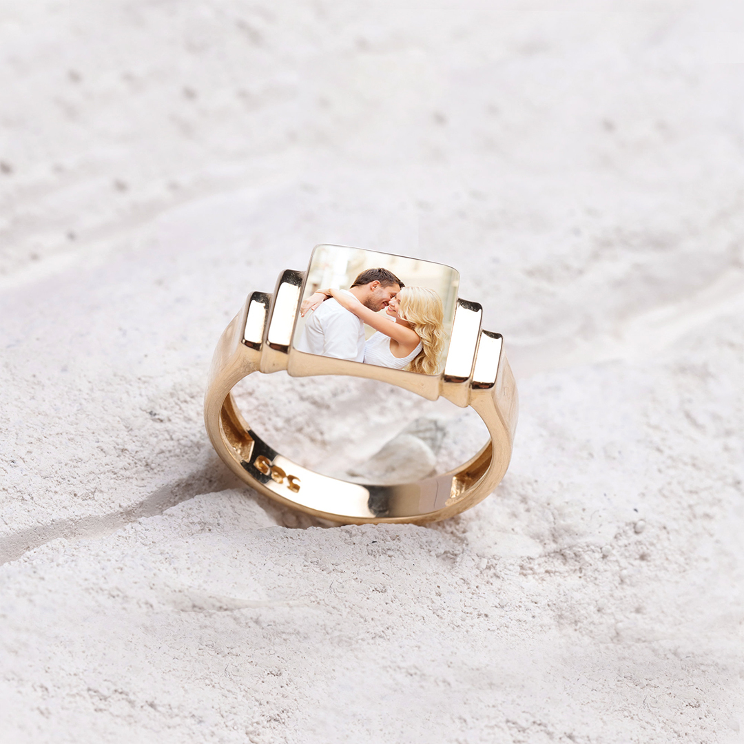 S925 Photo Custom Dainty Square Ring